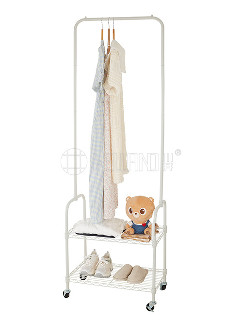 可移動珍珠白兩層簡易掛衣架