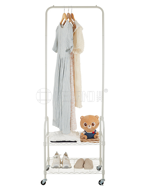 可移動珍珠白兩層簡易掛衣架 可移動珍珠白兩層簡易掛衣架