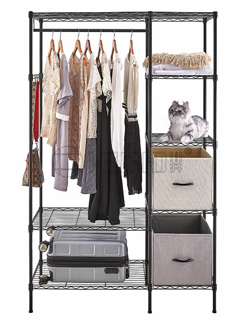 自由組合布衣柜 多尺寸簡易衣柜 金屬防潮雙人衣柜 超大空間衣帽收納衣櫥布 現代簡約掛衣架-川井 (2)