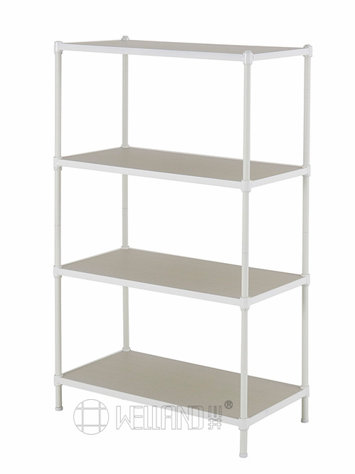 四層竹板層架 客廳收納架 多層可調節落地書架 金屬鋼木儲物架 禮品展示架 家用置物架 (2)