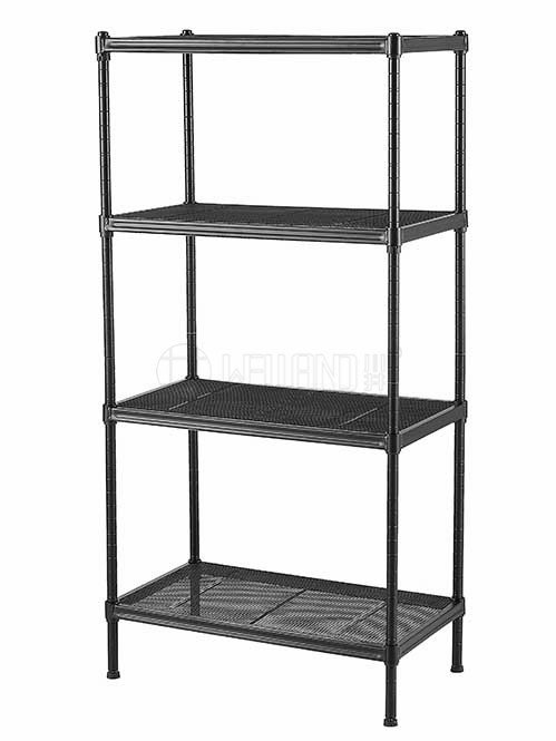 可移動(dòng)拉網(wǎng)置物架 落地鐵藝收納架 金屬家居儲(chǔ)物架 簡(jiǎn)易家用架子 帶輪子 川井 (4)