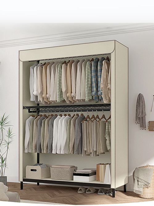 全鋼架簡易衣柜雙層掛衣柜 全鋼架簡易衣柜雙層掛衣柜