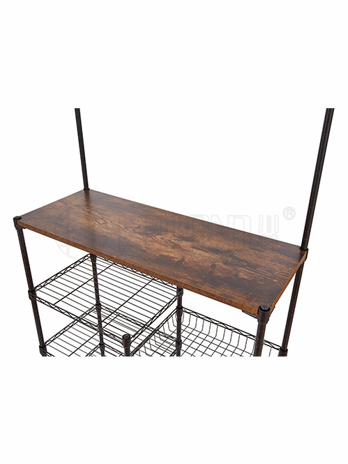 復古風廚房落地微波爐架帶木板 復古風廚房落地微波爐架帶木板