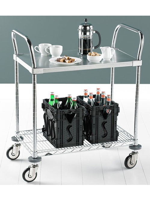 火鍋店配菜架雙層酒店餐飲茶水送餐手推車