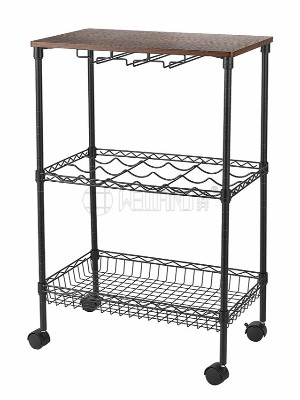 三層復古金屬紅酒小推車