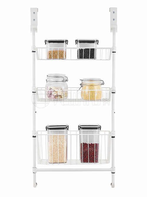 廚房門后懸掛網籃架-臥室雜物架門后掛籃架-金屬噴粉防潮耐腐蝕-小型網籃收納架-川井 (3)