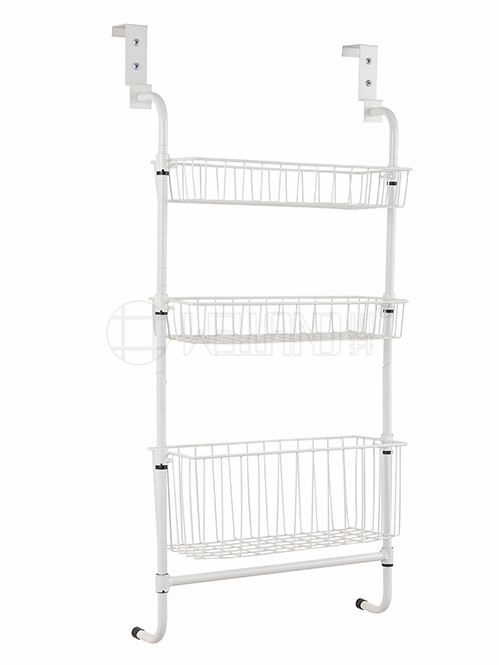 廚房門后懸掛網籃架-臥室雜物架門后掛籃架-金屬噴粉防潮耐腐蝕-小型網籃收納架-川井 (4)