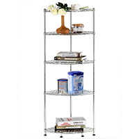 客廳廚房落地角落轉(zhuǎn)角收納架_邊角金屬線網(wǎng)置物架_扇形碳鋼三角儲物架