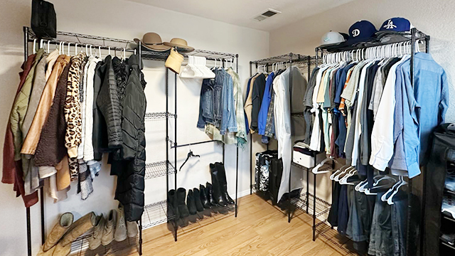 公寓臥室收納架,掛衣架,金屬電鍍鉻簡易衣櫥,新款布衣柜-川井