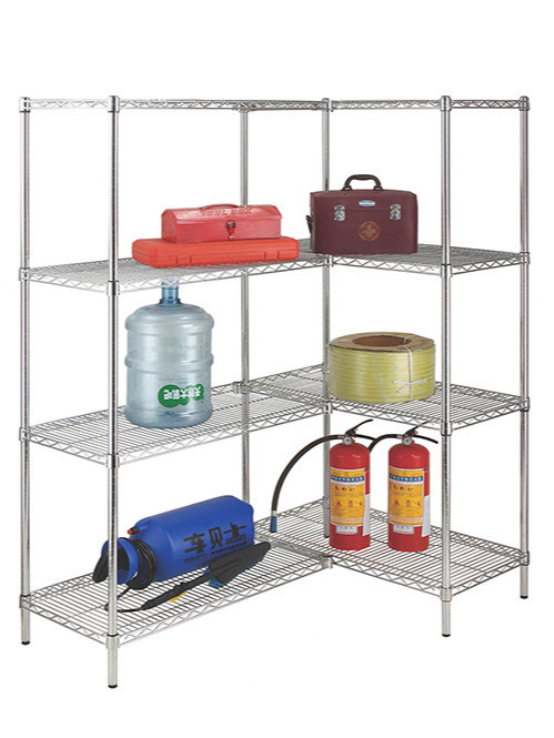 DIY兩套組合式轉角線網電鍍鉻貨架