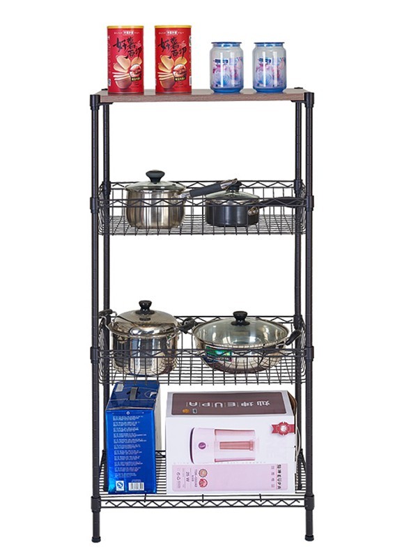 四層鋼木網(wǎng)籃落地置物架 四層鋼木網(wǎng)籃落地置物架