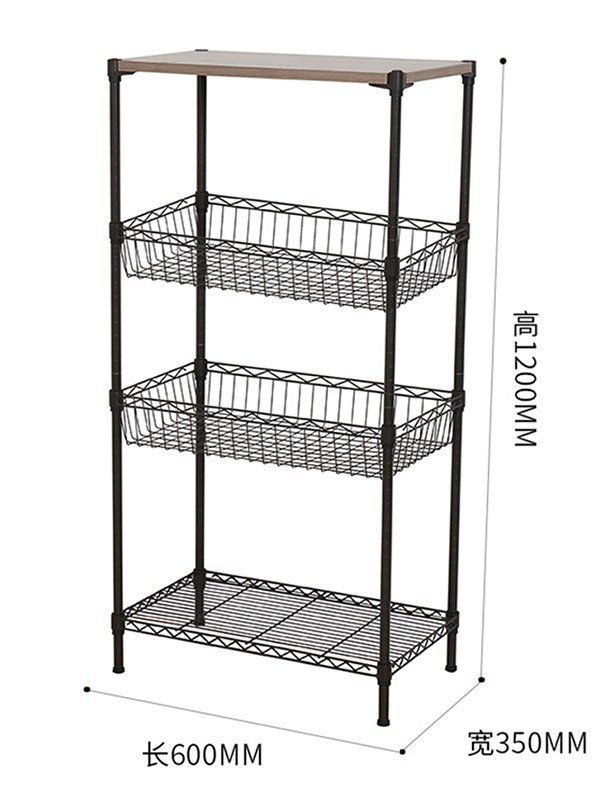 四層鋼木網(wǎng)籃落地置物架 四層鋼木網(wǎng)籃落地置物架