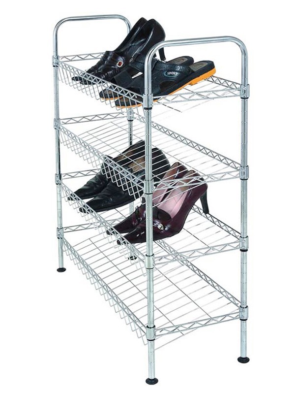 四層金屬鍍鉻玄關鞋架 四層金屬鍍鉻玄關鞋架