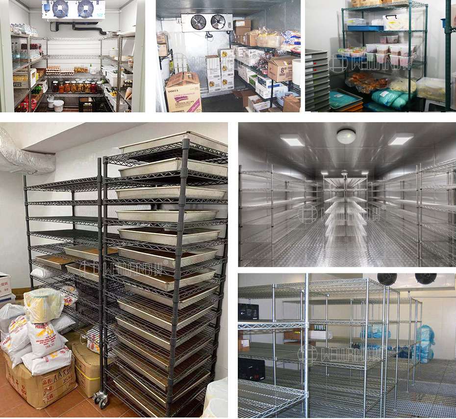 冷庫防銹貨架食品環保安全無菌多層可調節金屬冷庫層架案例