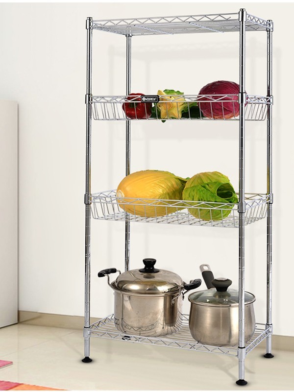 大容量四層金屬網籃置物架 大容量四層金屬網籃置物架